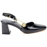 Pisagor PS-32530 6 cm Topuklu Kadın Stiletto Ayakkabı - Siyah - Rugan