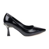 Pisagor PS-32790 7,5 cm Topuklu Kadın Stiletto Ayakkabı - Siyah - Rugan