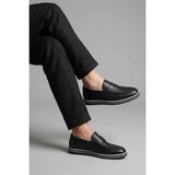 Pisagor PS-5182 Erkek Günlük Hakiki Deri Loafer Ayakkabı - Siyah