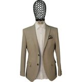 Piserro Slim Fit Yünlü Klasik Desenli Bej Rengi Yün Ceket - 48 / 6