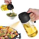 Pişirme için Yağ Püskürtücü - 2'si 1 Arada Cam Zeytinyağı Dağıtıcı Şişe 470ml/16 oz, İnce Sis ve Dökme Ağızı, Doldurulabilir, BPA İçermez, Sızıntı Yok - Hava Fritözü, Salata, Barbekü, Pişirme için