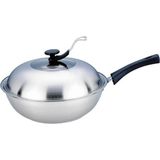 Pişirme Wok Paslanmaz Çelik Pişirme Tavası Wok Derin Kızartma Tavası Tencere Mutfak Tenceresi (34CM) (32CM)