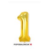 PISPISBALONCUK 1 Rakamlı Folyo Balon 76cm– Krem, Pembe & Sarı Renk Doğum Günü