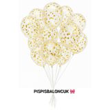 PISPISBALONCUK 3 adet gold konfetili şeffaf balon doğum günü baby shower cinsiyet bride parti balonu