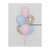 PISPISBALONCUK 3 adet pembe mavi şeffaf konfetili balon seti doğum günü baby shower cinsiyet partisi