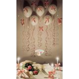 PISPISBALONCUK beyaz Balon pembe Kurdeleli Coquette Balonlar kurdeleli balon doğum günü babyshower cinsiyet diş buğdayı parti süsü