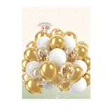 PISPISBALONCUK Beyaz metalik Gold şeffaf Konfetili Balon Seti doğum günü cinsiyet parti babyshower