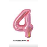 PISPISBALONCUK Krem Pembe Sarı Folyo Balon 4 Yaş Doğum Günü Süsleme Rakam Balon