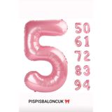 PISPISBALONCUK Krem Pembe Sarı Folyo Balon 5 Yaş Doğum Günü Süsleme Rakam Balon 76 cm