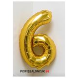 PISPISBALONCUK Krem Pembe Sarı Folyo Balon 6 Yaş Doğum Günü Süsleme Rakam Balon 76cm
