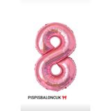 PISPISBALONCUK Krem Pembe Sarı Folyo Balon 8 Yaş Doğum Günü Süsleme Rakam Balon 74cm