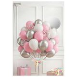PISPISBALONCUK pembe Beyaz metalik gümüş şeffaf Konfetili Balon Seti doğum günü cinsiyet parti babyshower