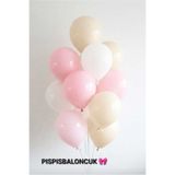PISPISBALONCUK Pembe beyaz ve Bej Balon Seti 15 adet Parti Süsleme doğum günü