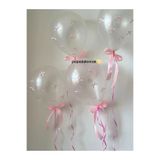 PISPISBALONCUK Pembe kurdeleli şeffaf beyaz balon coquette babyshower doğum günü parti süsü