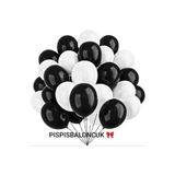 PISPISBALONCUK Siyah Beyaz Balon Seti 10 adet doğum günü babyshower cinsiyet bride parti süsü helyum uyumlu