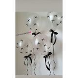 PISPISBALONCUK siyah kurdeleli şeffaf beyaz balon coquette babyshower doğum günü parti süsü cinsiyet bride kutlama