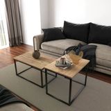 Pissa Metal Ayak Orta Sehpa Yan Sehpa 2Li Zigon Sehpa, Atlantik Çam