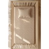pistore %100 Pamuk Ranforce Lastikli Çarşaf Seti - Açık Kahverengi Cappuccino Pötikare Desenli Park Yatak 70x120 35x45