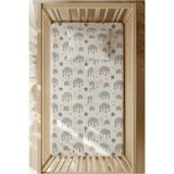 pistore %100 Pamuk Ranforce Lastikli Çarşaf Seti - Gri Bulut Desenli Park Yatak 70x120 35x45