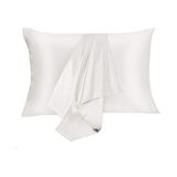 Pistore Beyaz Ekru İpek Saten Yastık Kılıfı 50 x 70 cm. 1 Adet