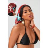 pistore Denizyıldızı Dantel Bandana El Örgüsü Kumaş Kırmızı Renkli