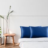 Pistore Gece Mavisi (Lacivert) Ipek Saten Yastık Kılıfı 50 x 70 2'li - 50 x 70 cm