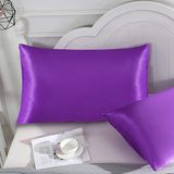 Pistore Koyu Mor Ipek Saten Yastık Kılıfı 50 x 70 2'li - 50 x 70 cm - Lila