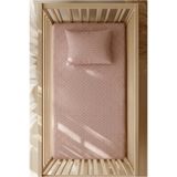 pistore Pamuk Ranforce Lastikli Çarşaf Seti - Pudra Beyaz Puantiye Desenli Park Yatak 70x120 35x45