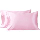 Pistore Pembe İpek Saten Yastık Kılıfı 50 x 70 cm. 2'li