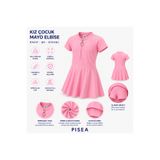 pistyle Kız Çocuk Kısa Kollu Fermuarlı Pembe Renkli Likralı Yüzücü Mayosu