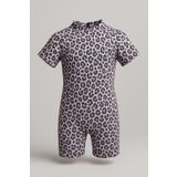 pistyle Kız Çocuk Leopar Desenli +40 Faktör Güneş Uv Kurumalı.açık Pembe Tulum Mayo