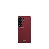 Pitaka Harvard Crimson Galaxy S26 Ultra Aaron Button Aramid Fiber Karbon Magsafe Uyumlu Telefon Kılıfı - Kırmızı