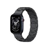 Pitaka Modern Serisi Apple Watch / Ultra Uyumlu Retro Çelik Karbon Fiber Kordon - Siyah