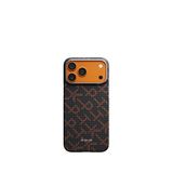 Pitaka Monogram Iphone 17 Pro Max Magsafe Uyumlu Aramid Fiber Karbon Turuncu Telefon Kılıfı - Siyah