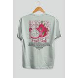 Pitaya Arka Baskılı Beyaz Oversize T-Shirt Erkek Kadın Pamuk Bisiklet Yaka Tişort - XL