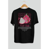 Pitaya Arka Baskılı Siyah Oversize T-Shirt Erkek Kadın Pamuk Bisiklet Yaka Tişort