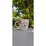 Pitaya Sanat El Yapımı Seramik Doğum Günü Kupası 240 ml - 24K Altın Yaldızlı ve 3D Kabartmalı - Beyaz - Altın - Pembe