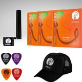 Pitbull Strings Gold Seri Akustik Gitar Teli 3lü Set (Tel Sarıcı+4 Pena+Şapka Hediyeli) GAG 11-52 EL