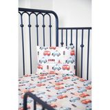 Pithy Organik Pamuk Saten Lastikli Çarşaf Seti (120X200+20) Yastık Kılıfı (50X70) - Emergency Cars - Renkli