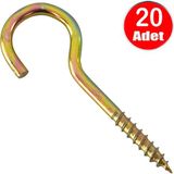 Piton 20*80 Çengel 5Cm Vidalı Askı Eğri Se Demir Duy Kanca -20 Adet