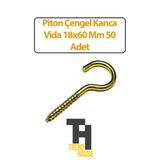 Piton Çengel Kanca Vida 18X60 Mm 50 Adet