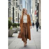 Pitti 60279 Taba Süet Uzun Kadın Ceket