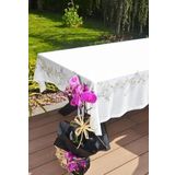 Pivoine Ortanca Çerçeve Desenli Polyester Masa Örtüsü – Dikdörtgen 140×240 cm, 6–8 Kişilik, Bahçe & Yemek Odası İçin,Makinede Yıkanabilir, Dayanıklı, Çok Amaçlı, Kolay temizlenebilir