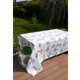 Pivoine Ortanca ve Kelebek Desenli%100 Polyester Masa Örtüsü – Dikdörtgen 140×240 cm, 6–8 Kişilik Yemek Masası İçin Şık Tasarım Dayanıklı ve Kolay Temizlenebilir, Çok Yönlü Masa Örtüsü