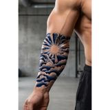 pivok 1 Ay Kalıcı Yarı Kalıcı Geçici Dövme Kol Dövmesi Bulut ve Güneş Işınları Tam Ön Kol Tattoo