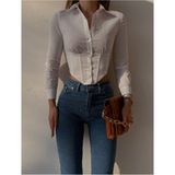 Piwow Kadın Korse Crop Gömlek - XL - Beyaz