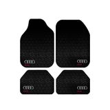 Pixel Dizayn Audi Logolu Oto Halı Paspas 4 Parça Set Kaymaz Dot Taban Siyah Araç Paspası