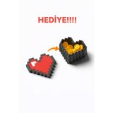 Pixel Kalp Şeklinde Saklama Kutusu | Retro 8 Bit Kalp Kutu | Masa Üstü Dekoratif Kutu |Hediyeli