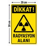 PixelDesign Radyasyon alanı levhası, radyasyon uyarı levhası, dikkat radyasyon tabelası, radyasyon tehlikesi levhası, iyonlaştırıcı radyasyon işareti, trefoil sembolü, nükleer uyarı levhası 20x30cm
