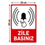 PixelDesign Zile basınız levhası, zile bas tabelası, zil uyarı levhası, kapı zili tabelası, giriş uyarı levhası, ziyaretçi yönlendirme tabelası, ofis giriş tabelası, mağaza giriş levhası 20x30cm